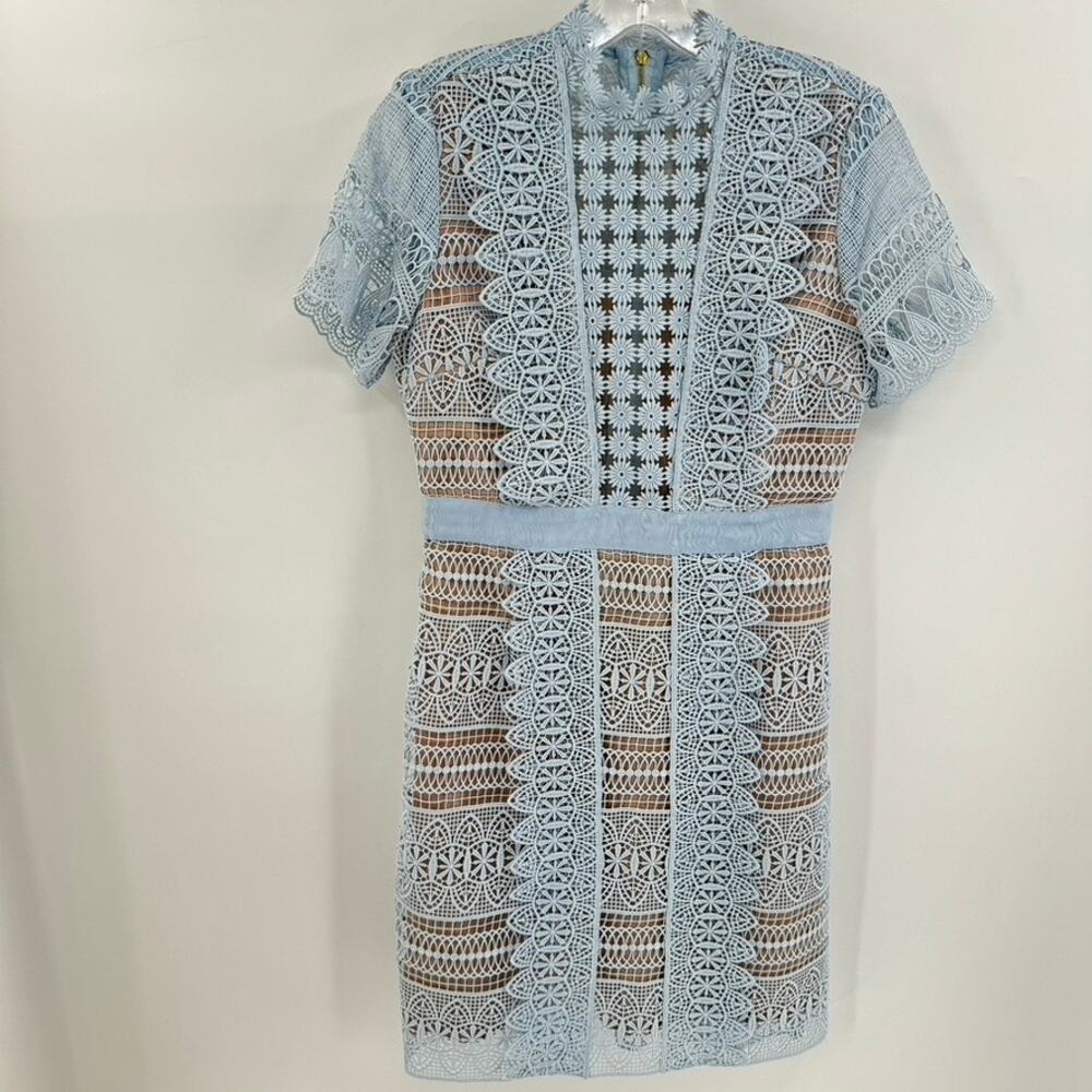 Self-Portrait Blue Lace Mini Dress